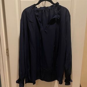 Woman’s black blouse with ruffle collar 
Like brand new